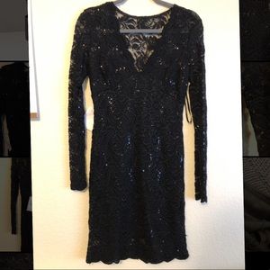 Black sequin long sleeve dress NWT